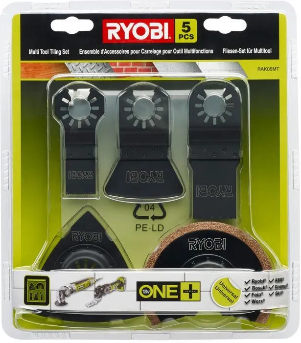 Универсальный набор насадок для многофункционального инструмента RYOBI 5 шт. RAK05MT