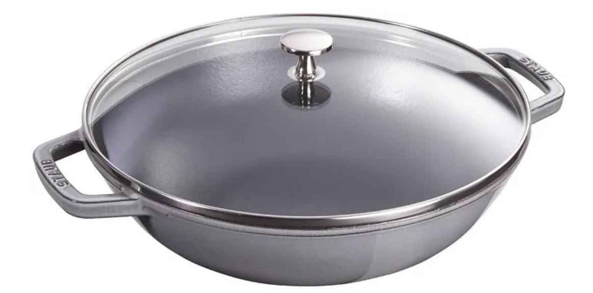 Чугунный вок Staub 30 см с крышкой, графитово-серый ST1312918