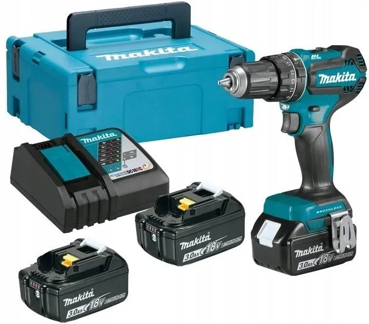 Аккумуляторная ударная дрель-шуруповёрт Makita DHP485RF3J 18 В, 3×3,0 А·ч АКБ, ЗУ, кейс Makpac
