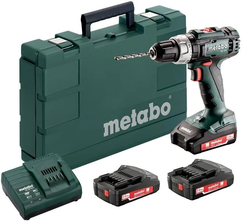 Перфоратор аккумуляторный Metabo SB 18 L Set 602317540 в кейсе metaBOX 145 с 3 аккум. Li-Power 18 V/2.0 Ah и ЗУ SC 30