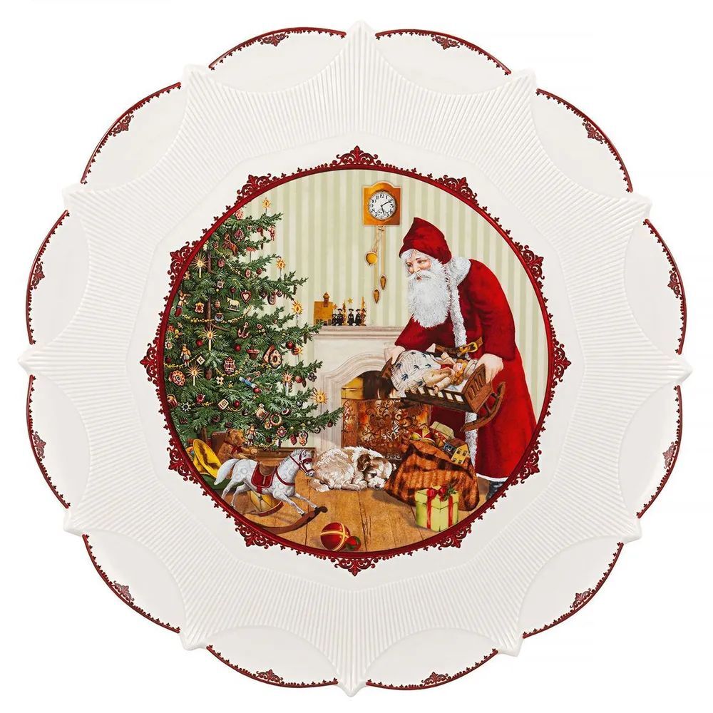 Большое новогоднее блюдо 42см "Дед Мороз с детьми", Toy's Fantasy, Villeroy & Boch, Премиум-Фарфор