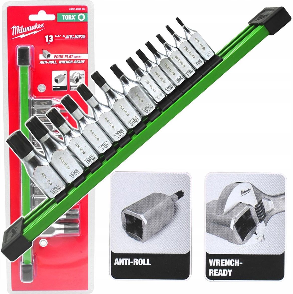 Набор торцевых головок Milwaukee 1/4" + 3/8" Torx 13 шт 4932480565