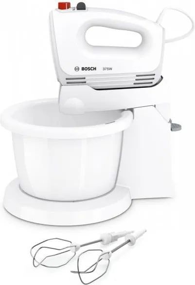 Ручной миксер с чашей Bosch MQWPL2000 375 Вт, 3 л, 4 уровня вращения, белый