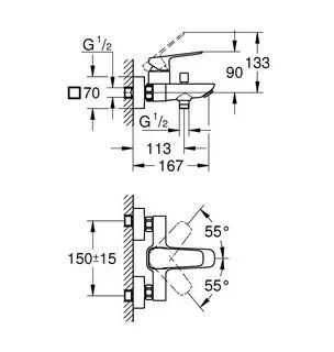 Смеситель для ванны Grohe Cubeo Chrom 1018130000
