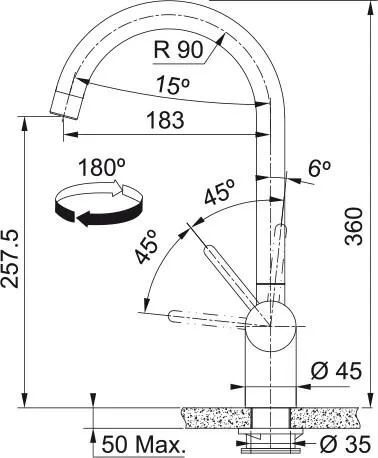 Кухонный кран Franke Atlas Neo J 115.0590.046, нержавеющая сталь