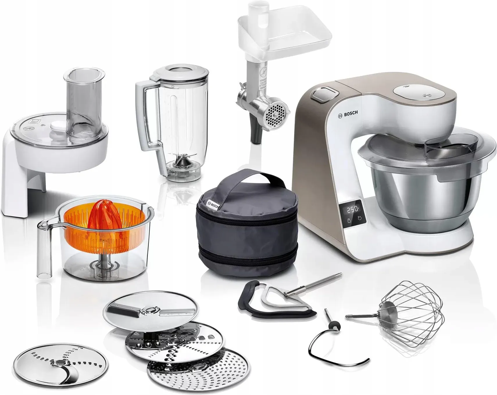 Кухонный комбайн Bosch MUM5XW40 1000 Вт, белый/коричневый