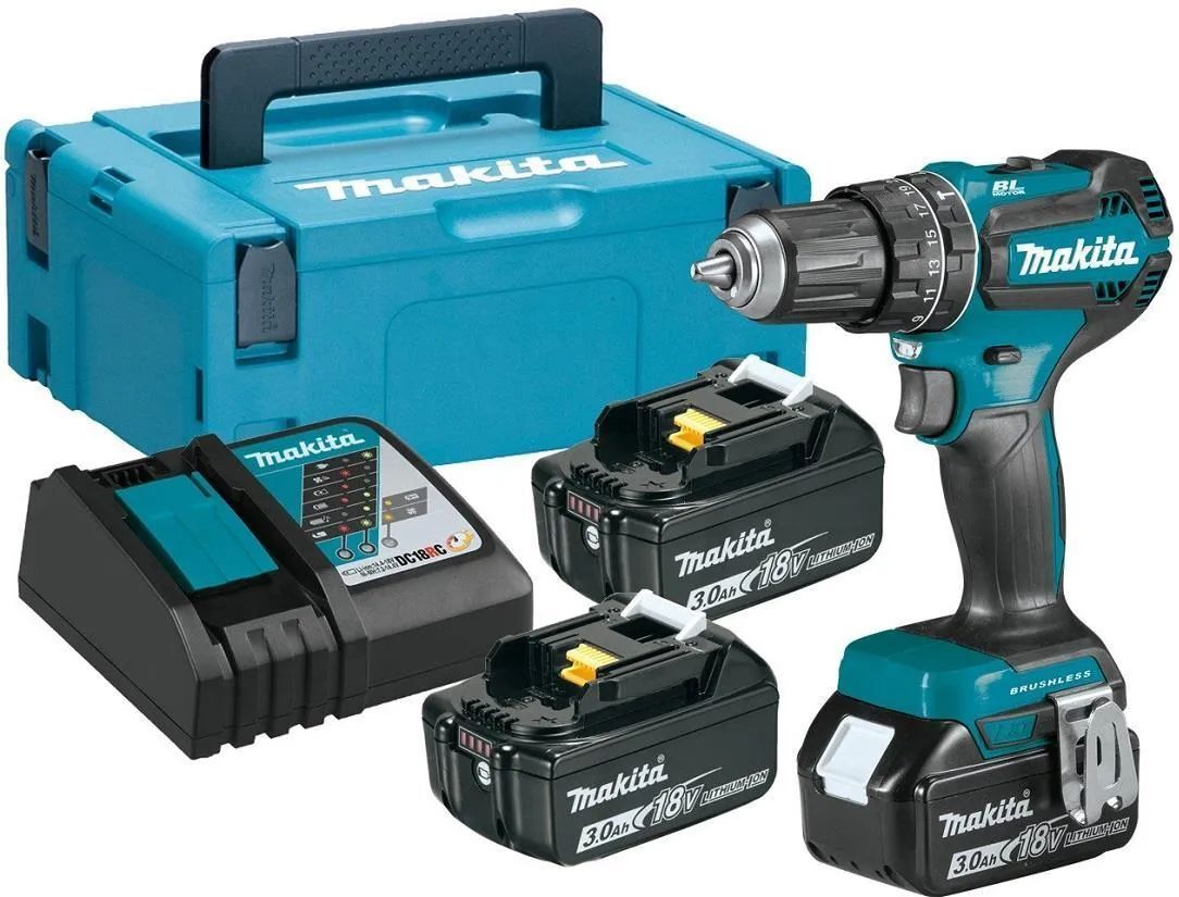 Ударная дрель Makita DHP485RF3J 18V LXT с АКБ 3x3,0 Ah и ЗУ