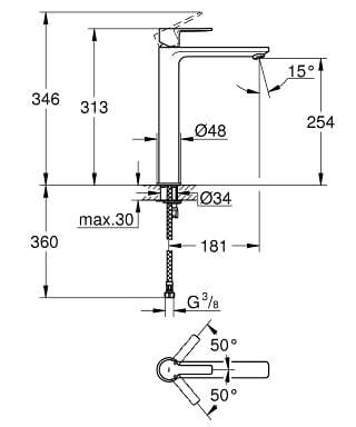 Однорычажный смеситель Grohe Lineare Brushed Hard Graphite 23405Al1
