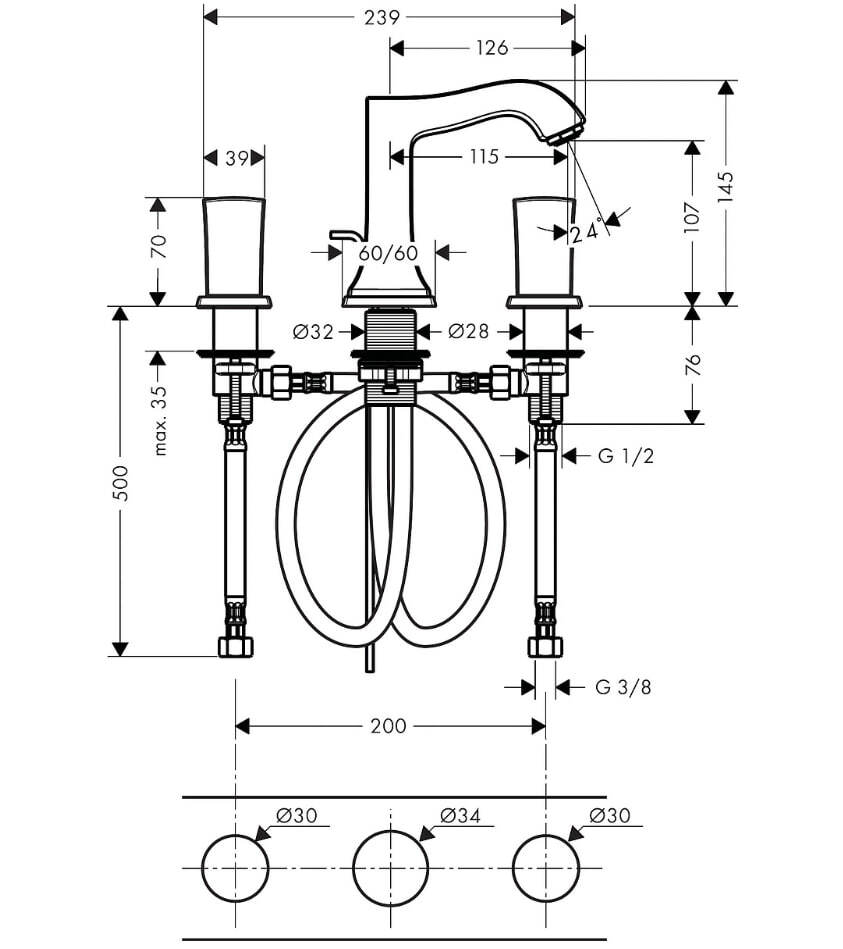 Смеситель для раковины Hansgrohe Metropol Classic 110 хром/матовое золото 31304090