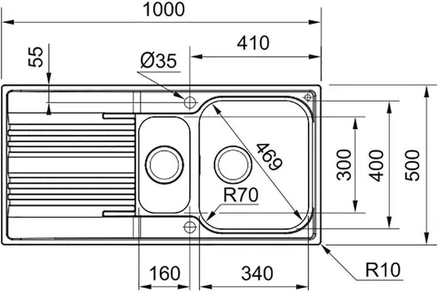 Кухонная раковина Franke Smart SRX 651-100 101.0368.322, нержавеющая сталь