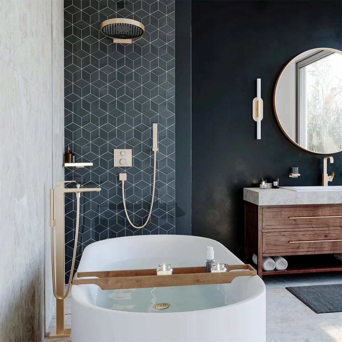 Ручной душ Hansgrohe Rainfinity 100 1jet, матовая бронза, 26866140