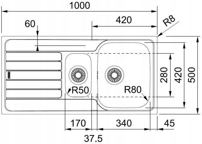Кухонная раковина Franke Spark SKX 651-100 101.0497.695, нержавеющая сталь