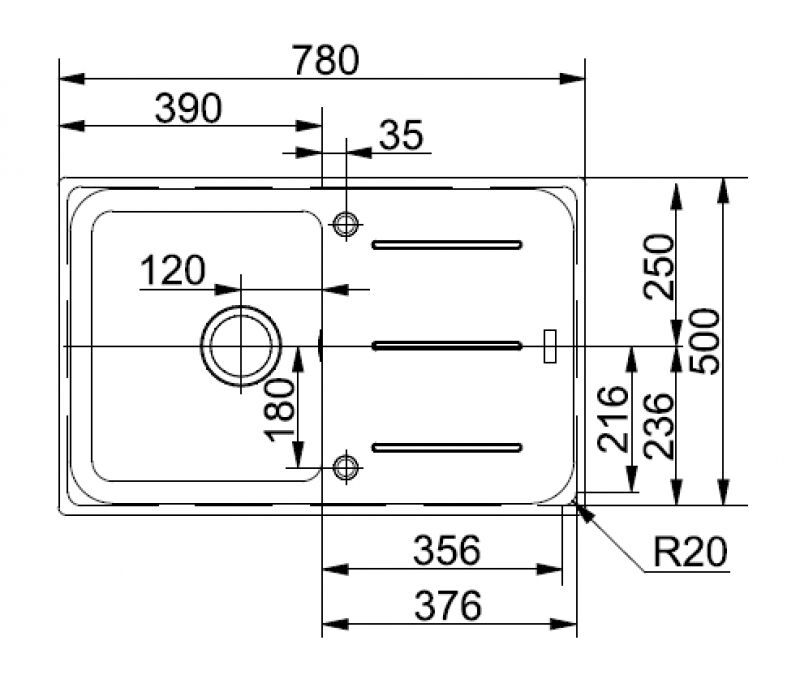 Кухонная раковина Franke IMPACT IMG 611 114.0250.511, белый полярный