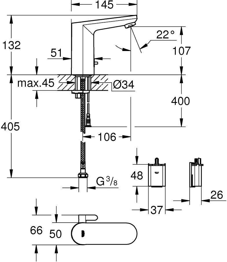 Бесконтактный смеситель Grohe Eurosmart Cosmopolitan
