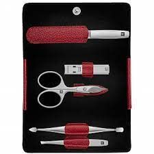 Дорожный маникюрный набор из 5 предметов с чехлом из кожи Zwilling Twinox 97092-002-0 красный