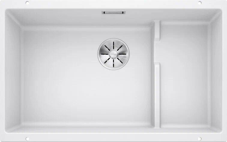 Врезная кухонная мойка 46 см, Blanco Subline 700-U Level Silgranit PuraDur с InFino, белый