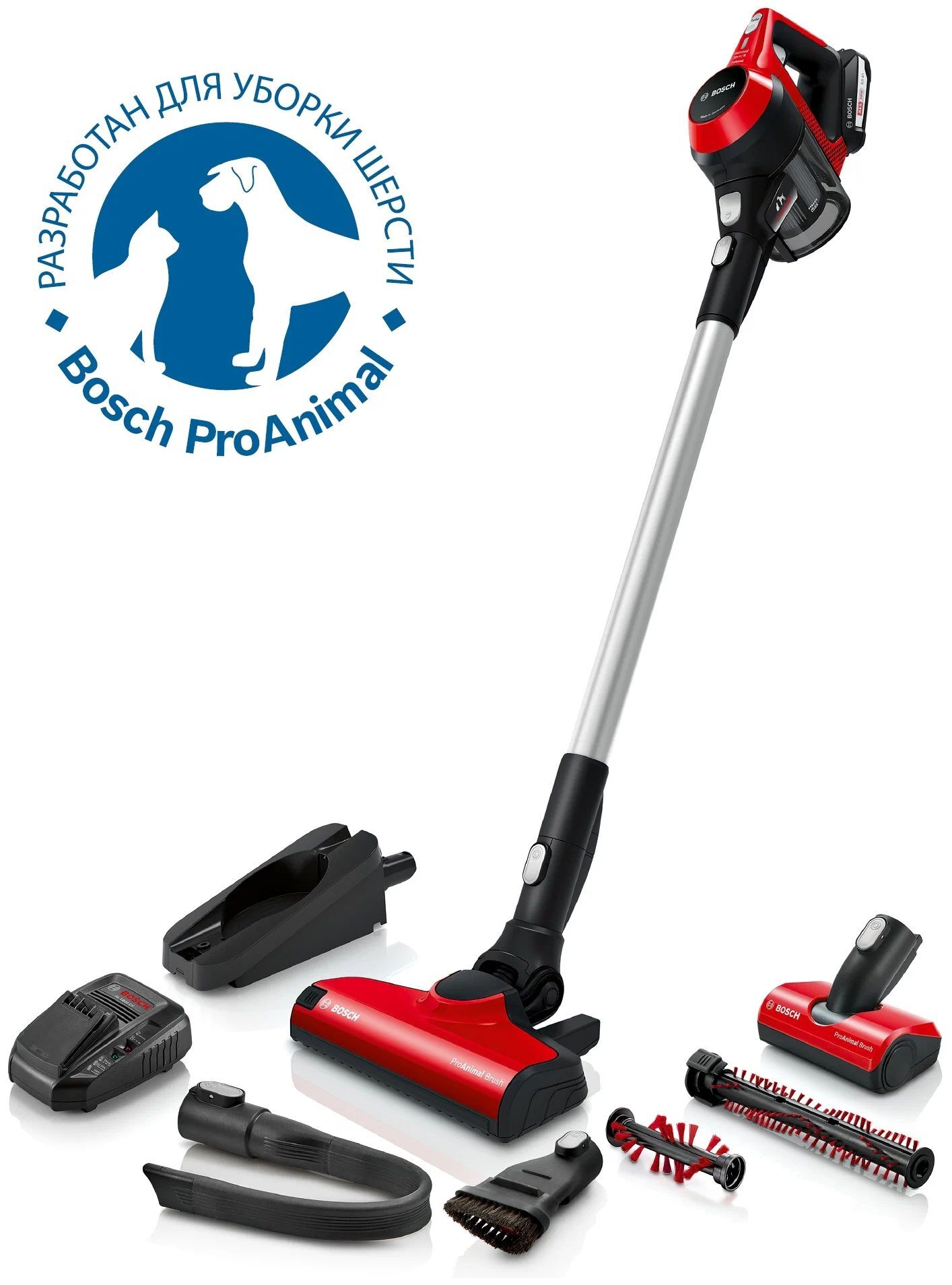 Пылесос Bosch BCS61PET ProAnimal, красный