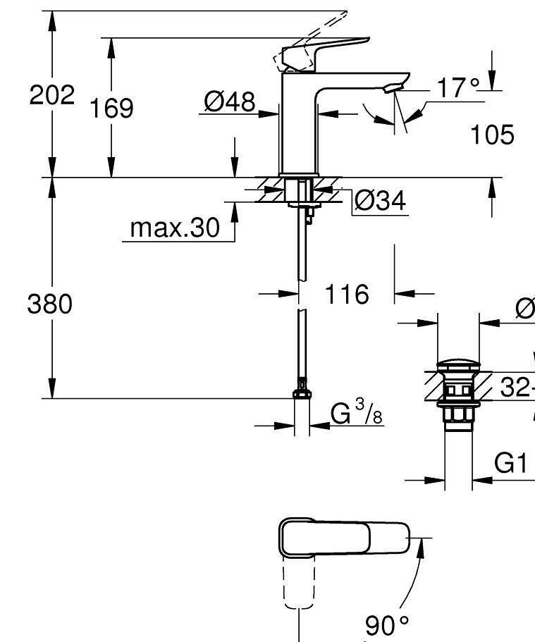 Смеситель для раковины Grohe Cubeo Chrom 1017570000
