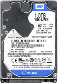 Жёсткий диск WD Blue WD10JPCX 1TB 2.5" SATA II 5400RPM