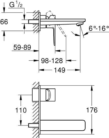 Однорычажные настенные смесители Grohe Lineare M chrome 19409001