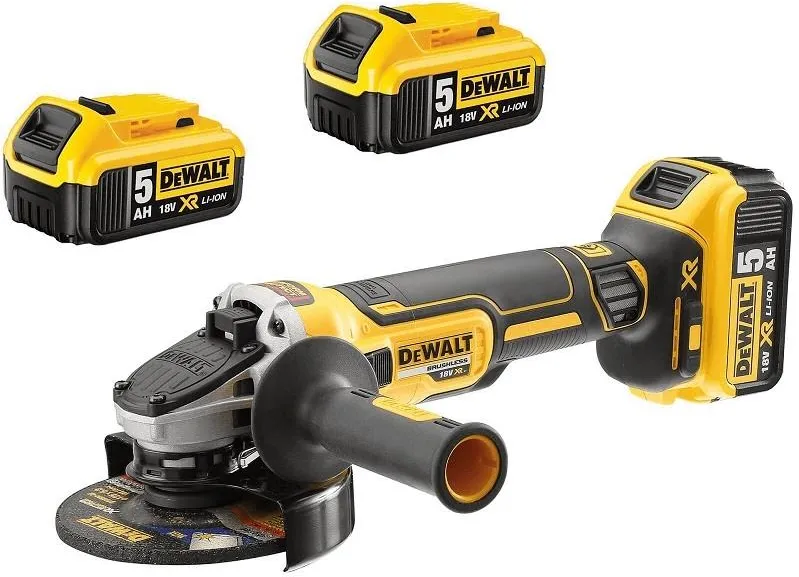 Аккумуляторная угловая шлифмашина (УШМ) DeWalt DCG405P3-QW, с 3 АКБ (5.0 Ач) и ЗУ
