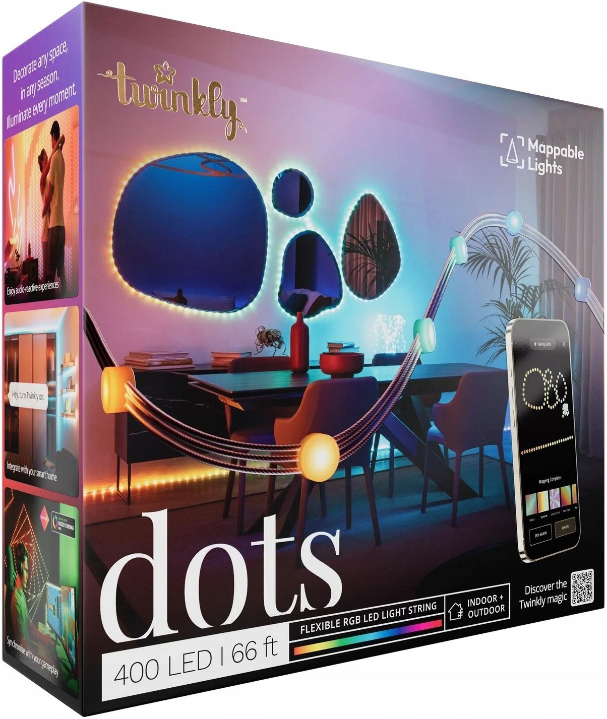 Гирлянда Twinkly Dots 400 LED RGB Smart Decorative String 20m, черная