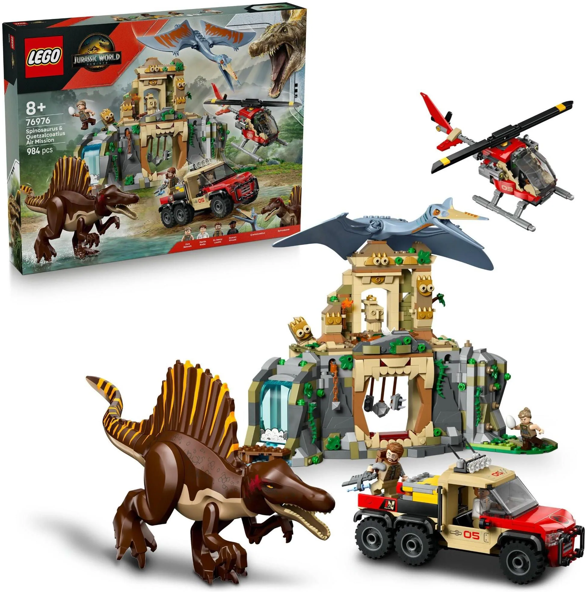Конструктор LEGO Jurassic World 76976 Воздушная миссия с кетцалькоатлем и спинозавром