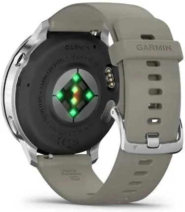 Смарт-часы Garmin Venu 4 45 mm Silver серебристый с серебристым серым силиконовым ремешком