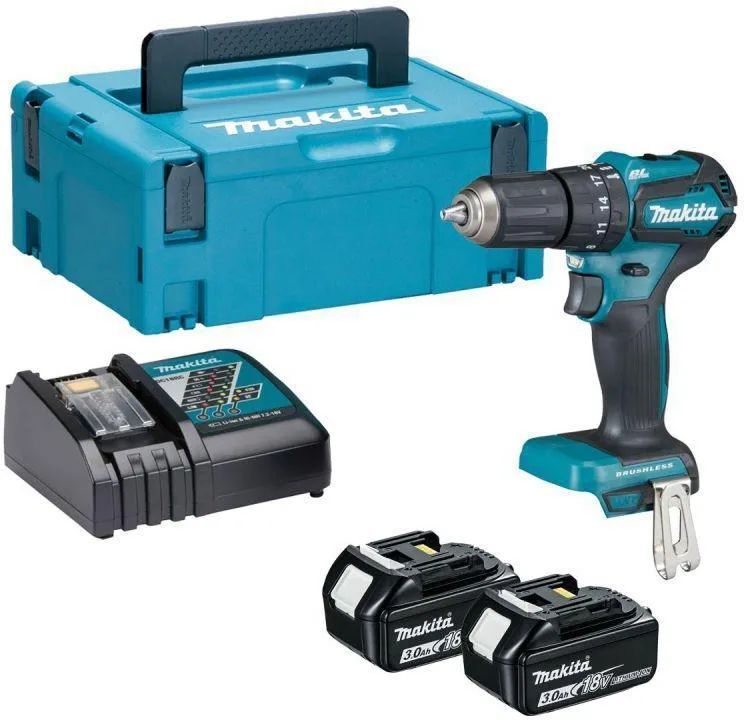 Ударная дрель Makita DHP483RFJ 18V LXT с АКБ 2x3,0 Ah и ЗУ