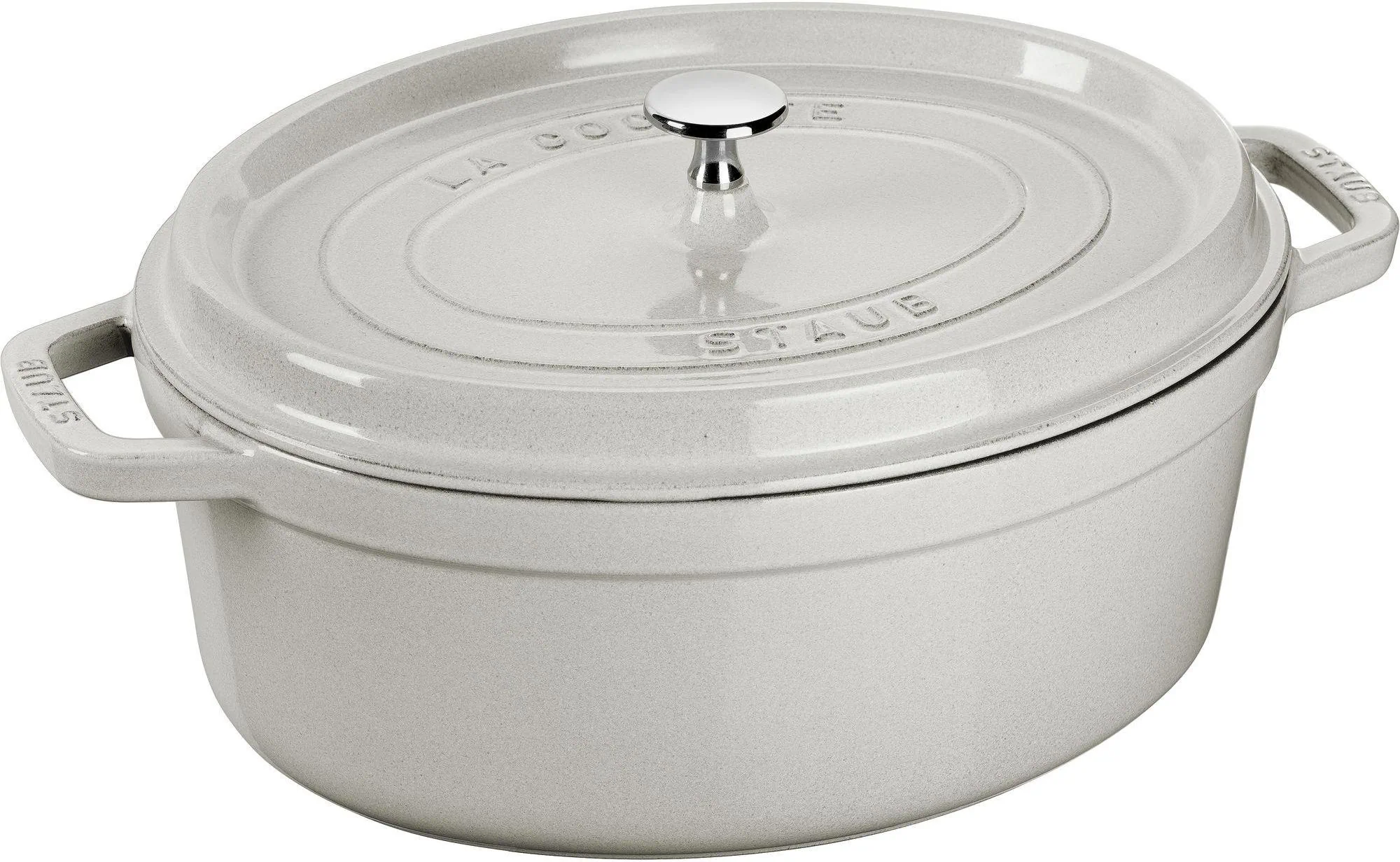 Чугунная овальная кастрюля Staub La Cocotte 5,5 л, белая трюфель 405014160