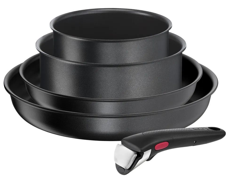 Набор посуды со съемной ручкой Tefal Ingenio Daily Chef Black L L7629102, 5 предметов, подходит для индукции, сделан во Франции