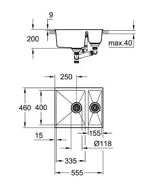 Мойка врезная Grohe K500 60-C 55.5x46 31648At0