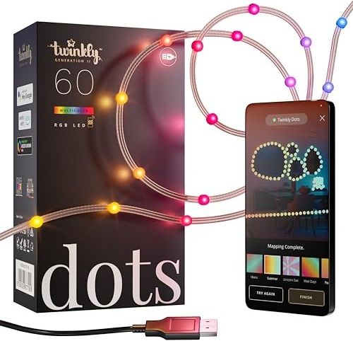 Светодиодная гирлянда Twinkly Dots 60 RGB, прозрачный провод, USB-A