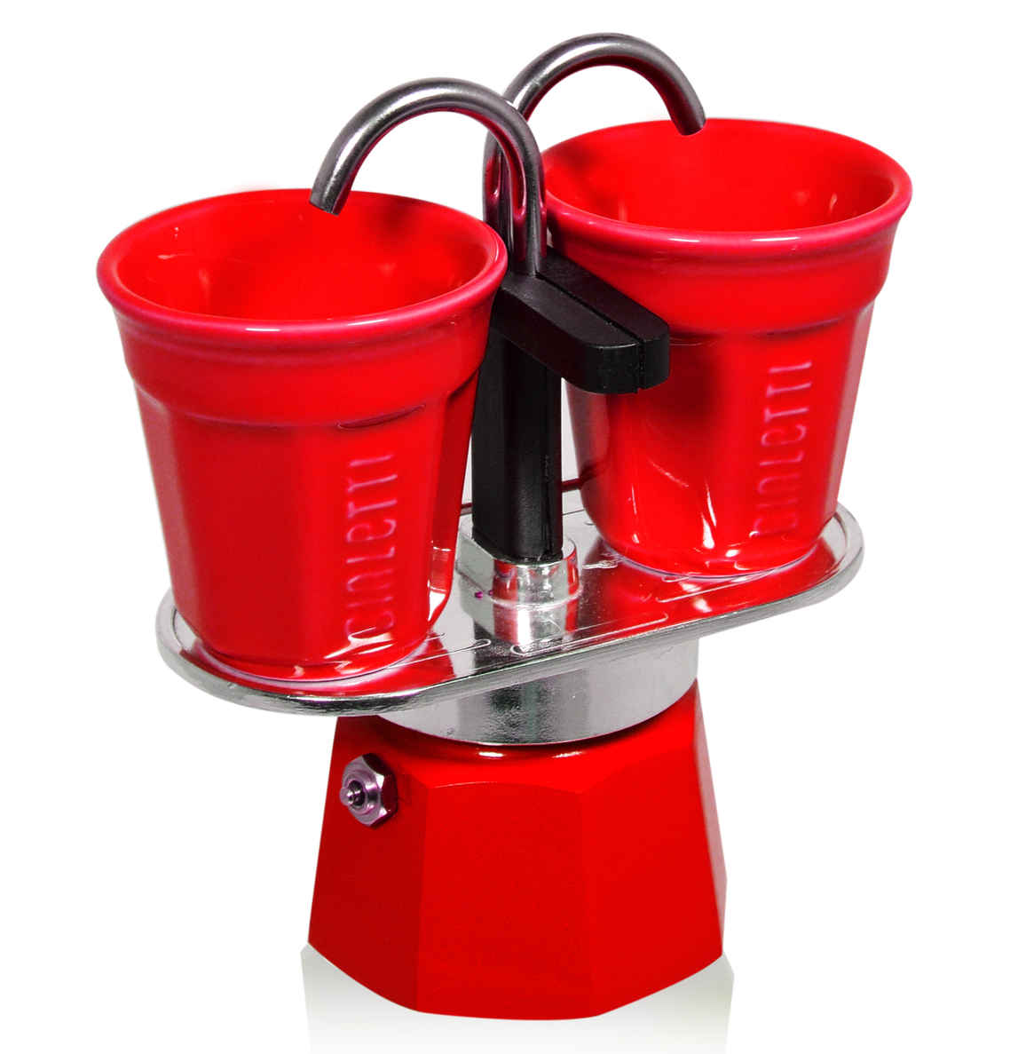 Набор гейзерной кофеварки Bialetti Mini Express Tricolore с 2 чашками