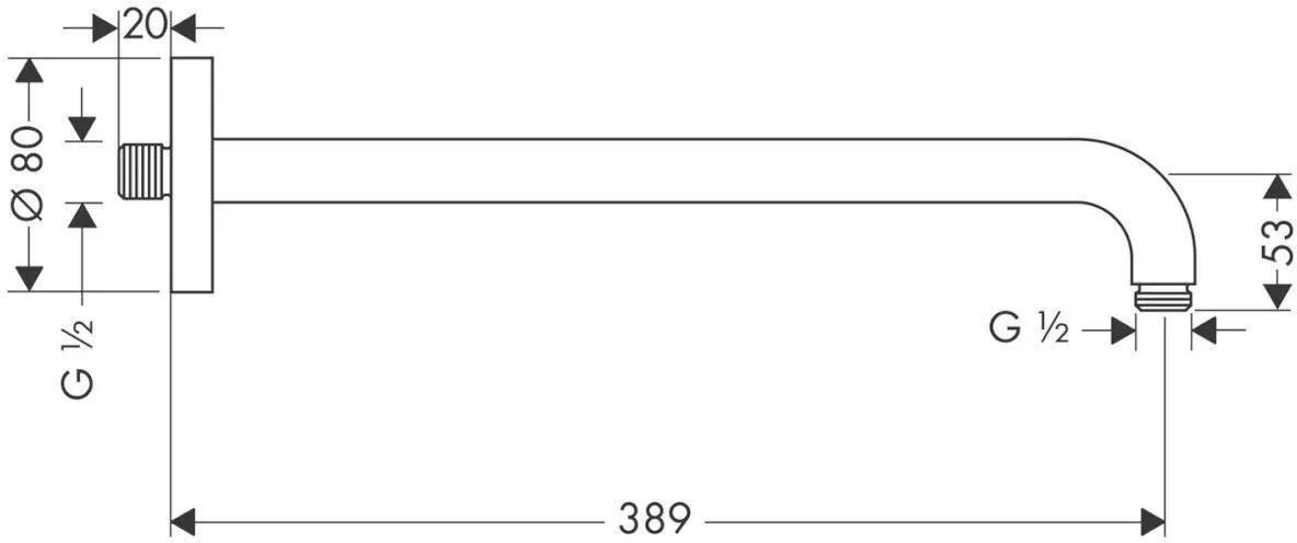 Душевой кронштейн Hansgrohe 389 мм 27413670 матовый черный