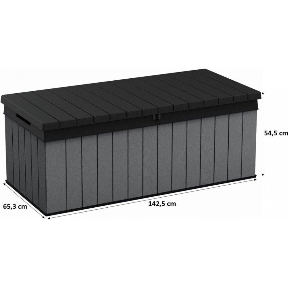 Садовый ящик Keter Darwin 380L, 142,5x65,3x54,5 см, серый (17211691)