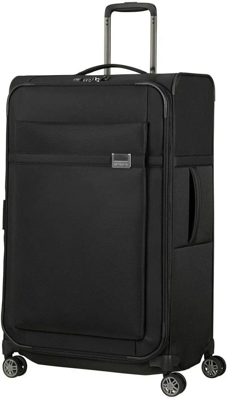 Чемодан Samsonite Airea, текстиль, адресная бирка, 120 л, размер L, черный
