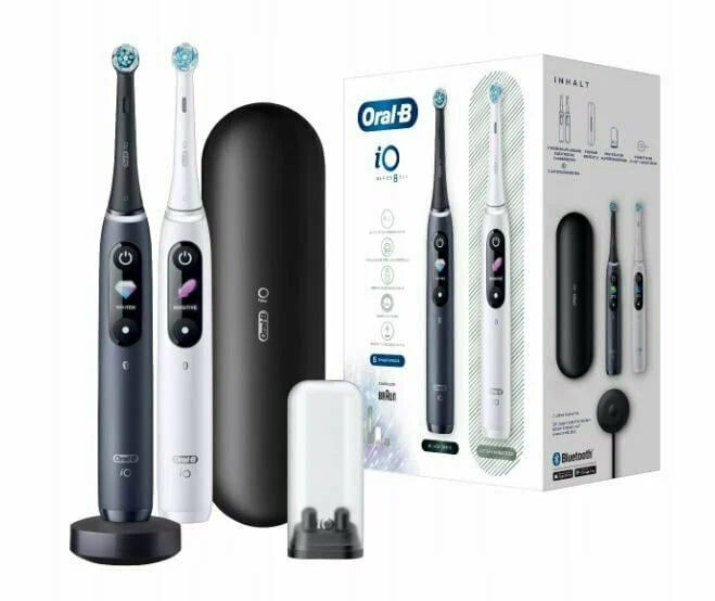 Электрическая зубная щетка Oral-B iO8 Duo, White Alabaster/Black Onyx