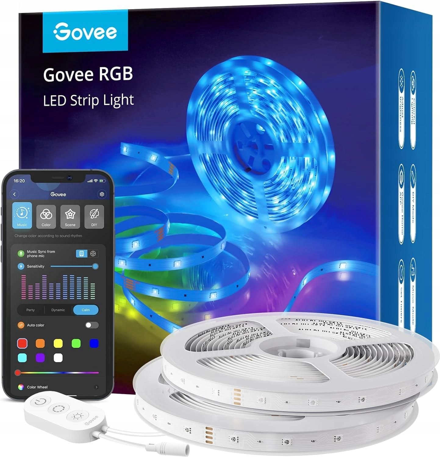 Светодиодная лента Govee RGB H61103A3DE, 10 м, многоцветная