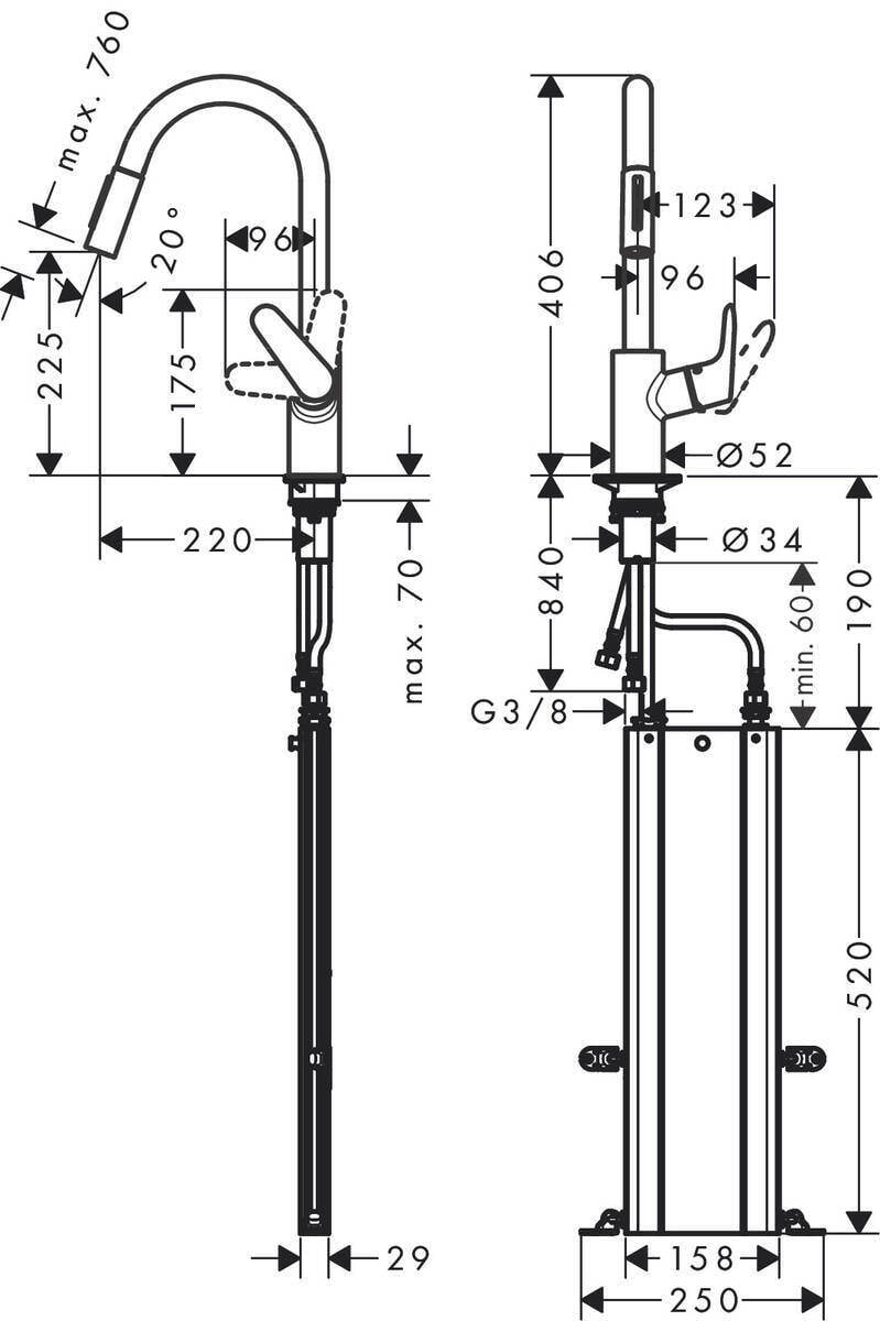 Смеситель для кухни Hansgrohe 240 Eco Sbox Focus 73895000