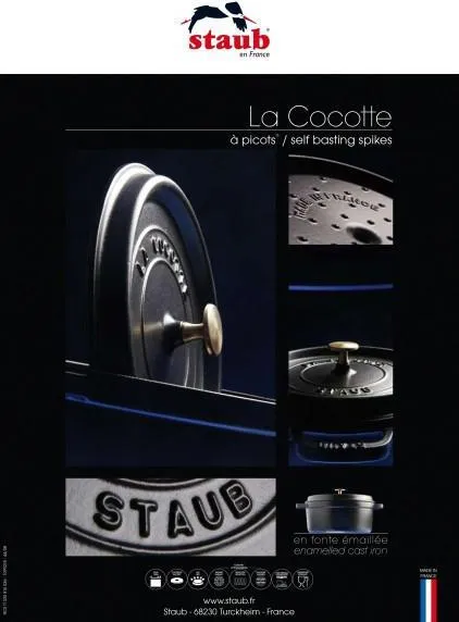 Чугунная овальная кастрюля Staub Cocotte Ø 37 см, матовая чёрная 40509-370-0