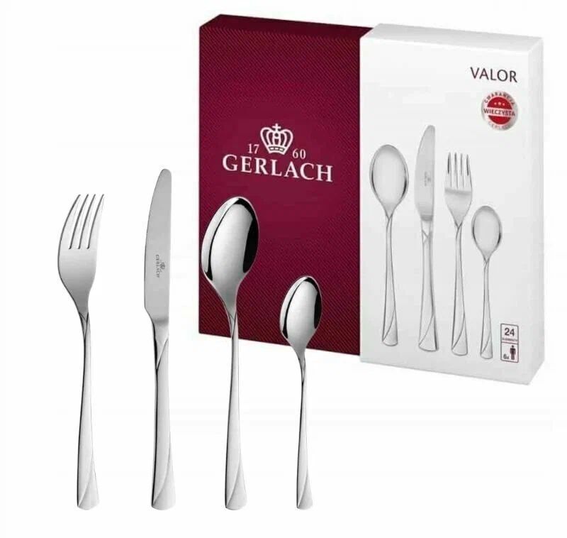 Набор столовых приборов Gerlach Valor 24 эл. + 6 десертных вилок в подарок