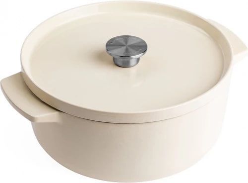 Чугунная кастрюля KitchenAid 5,2 л, 26 см, кремовая, с крышкой