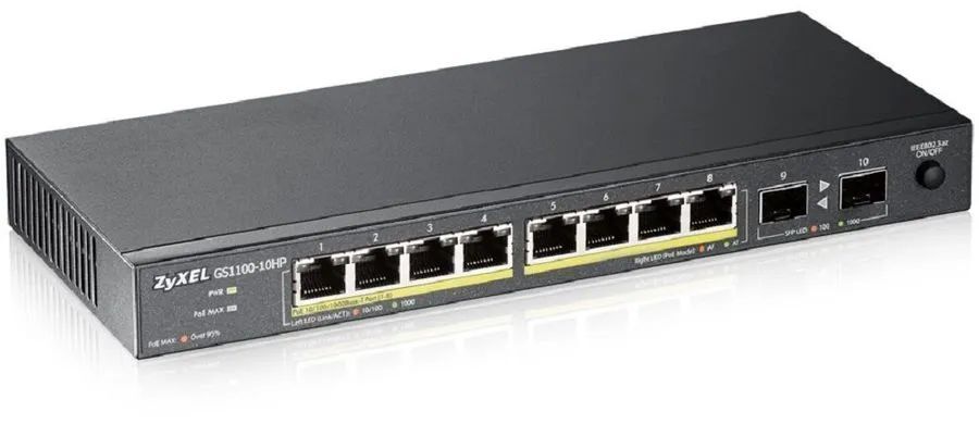 Коммутатор ZyXEL GS1100-10HP-EU0102F /PoE 130Вт./Неуправляемый Layer 2