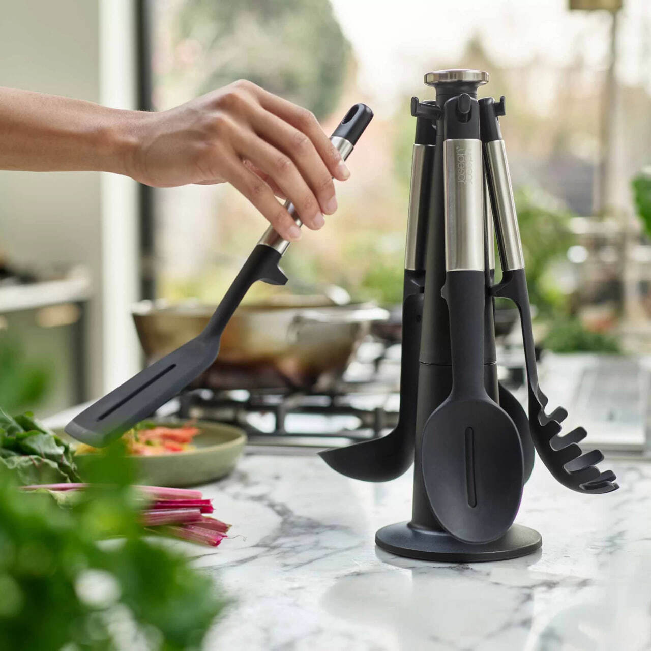 Набор 5 кухонных инструментов Joseph Joseph Elevate Silicone Steel с подставкой