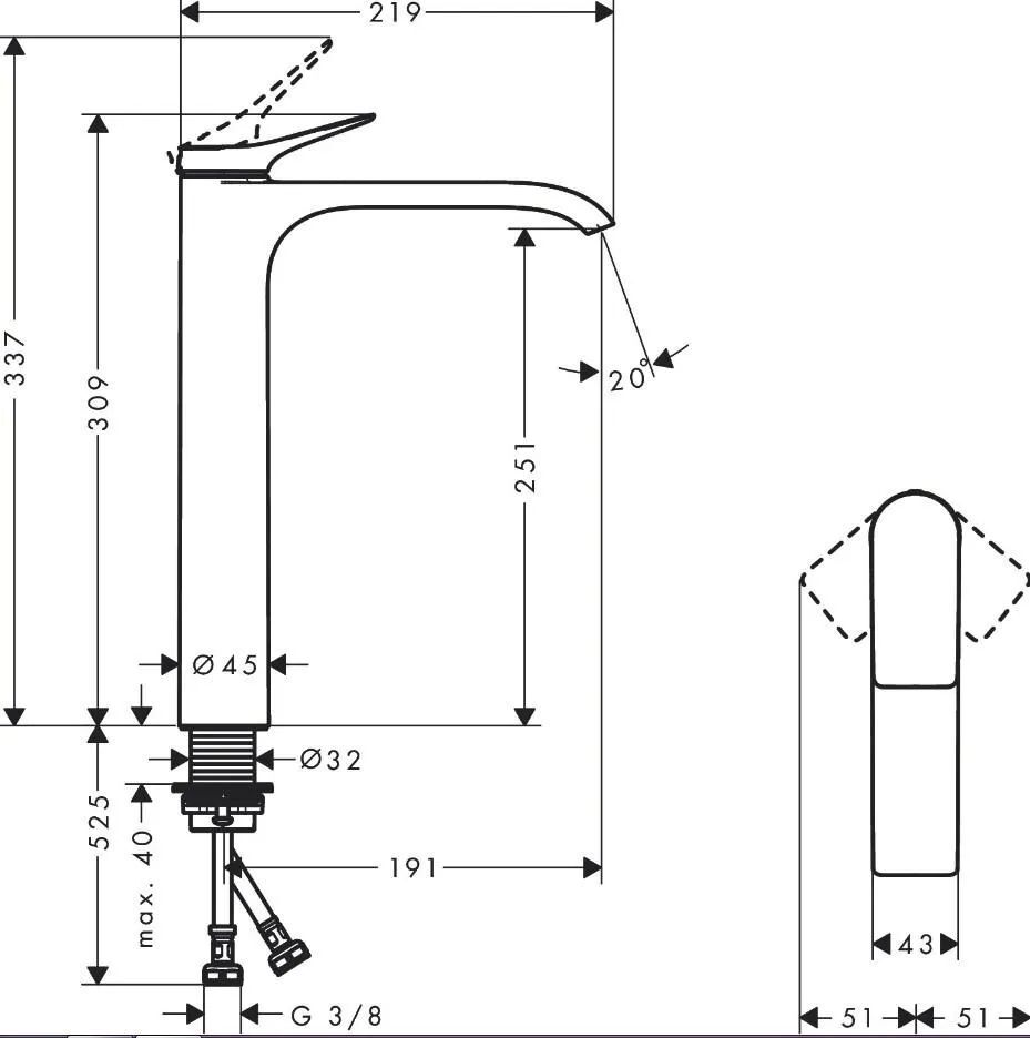 Смеситель для раковины Hansgrohe Vivenis 75042000 хром