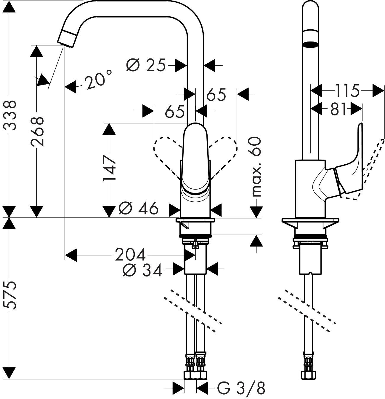 Кухонный смеситель Hansgrohe 260 Focus M41 Eco 31821000 хром