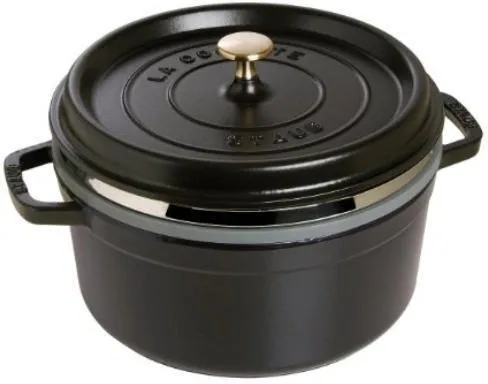 Круглая жаровня Staub с пароваркой Ø 26 см, чёрная 40510-606-0
