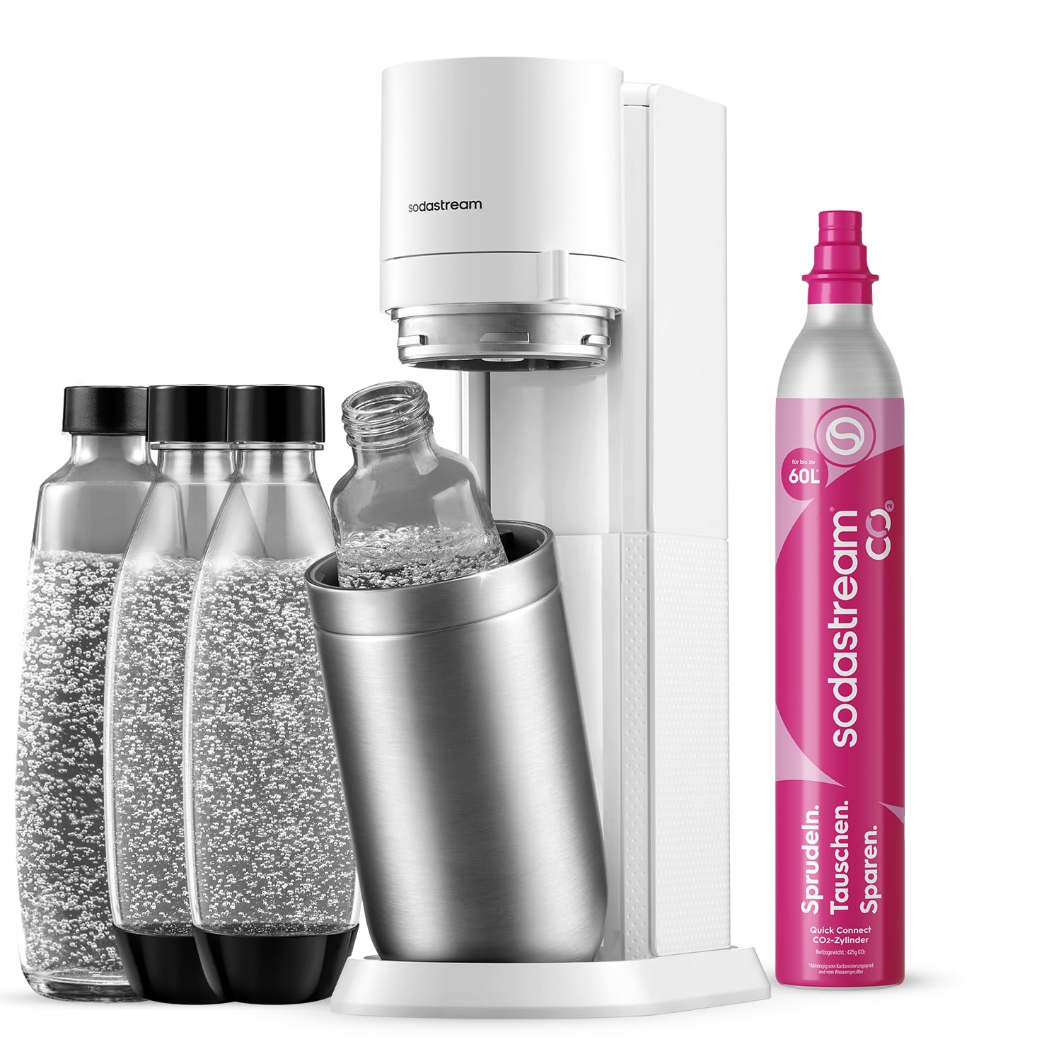 Комплект: Сифон SodaStream Duo белый +2 стеклянные бутылки + 2 пластиковые бутылки 1016814491