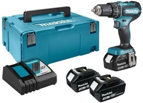 Аккумуляторная ударная дрель-шуруповёрт Makita DHP485RF3J 18 В, 3×3,0 А·ч АКБ, ЗУ, кейс Makpac